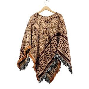 Woven Celtic Knot Cape Poncho Earth Tones OS Loomcraft Ren Fair Festival Irish